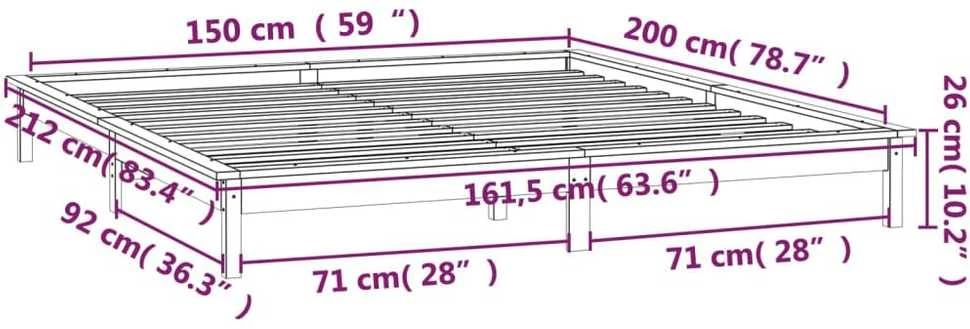 Lovos rėmas su LED, 150x200cm, medienos masyvas, didelis