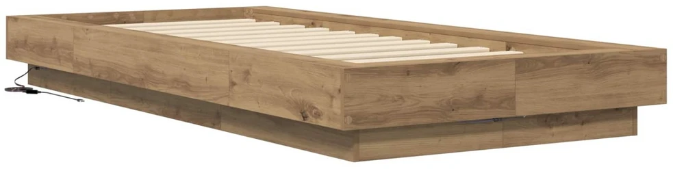 Lova Lovos rėmas su LED Artisano ąžuolo 80 x 200 cm Apdirbta mediena