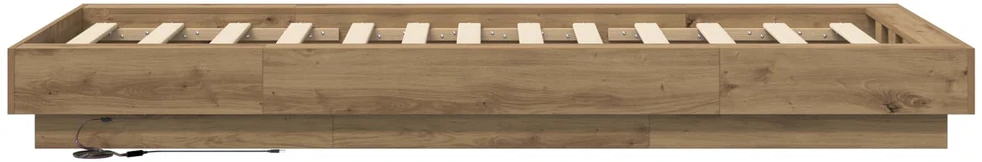 Lova Lovos rėmas su LED Artisano ąžuolo 80 x 200 cm Apdirbta mediena
