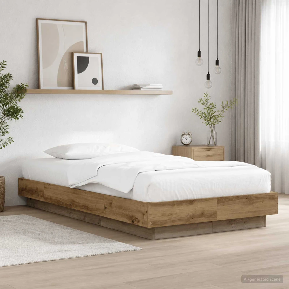 Lova Lovos rėmas su LED Artisano ąžuolo 80 x 200 cm Apdirbta mediena
