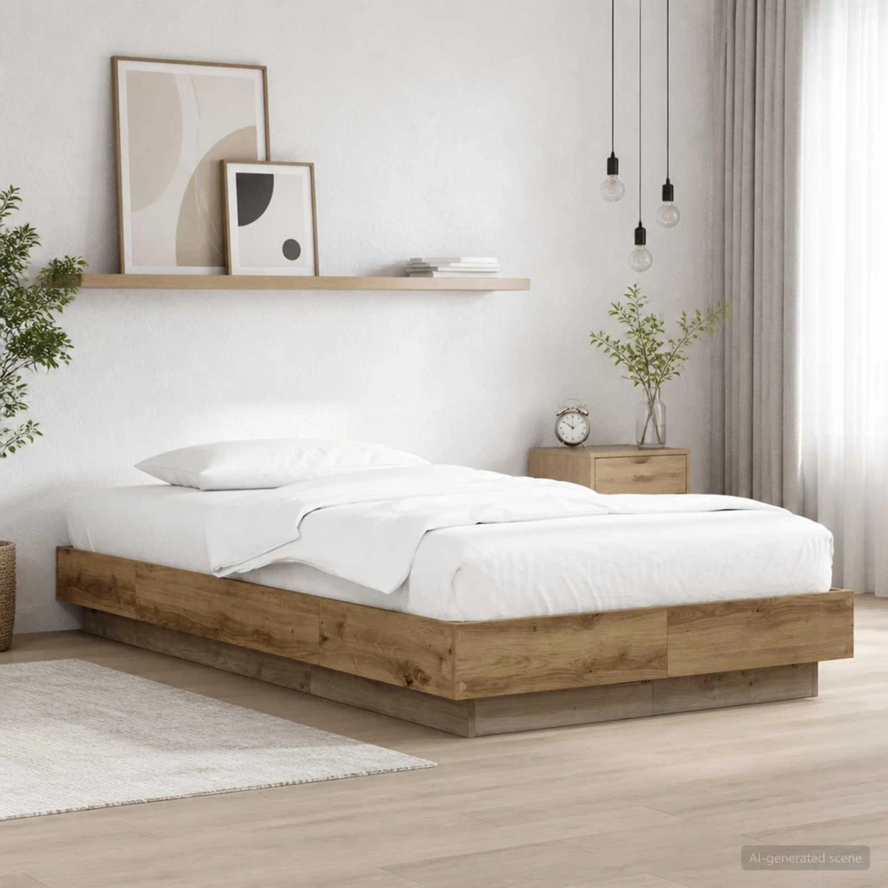 Lova Lovos rėmas su LED Artisano ąžuolo 80 x 200 cm Apdirbta mediena
