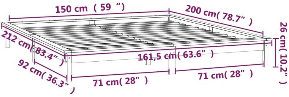 Lovos rėmas su LED, baltas, 150x200cm, mediena, didelis
