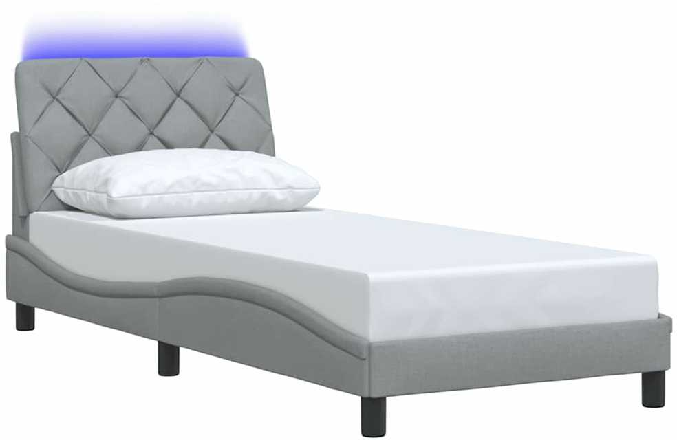 Lovos rėmas su LED be čiužinio, šviesiai pilkas, 80x200 cm