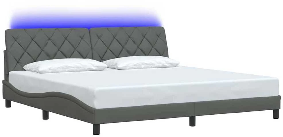 Lovos rėmas su LED be čiužinio, tamsiai pilkas, 200x200 cm