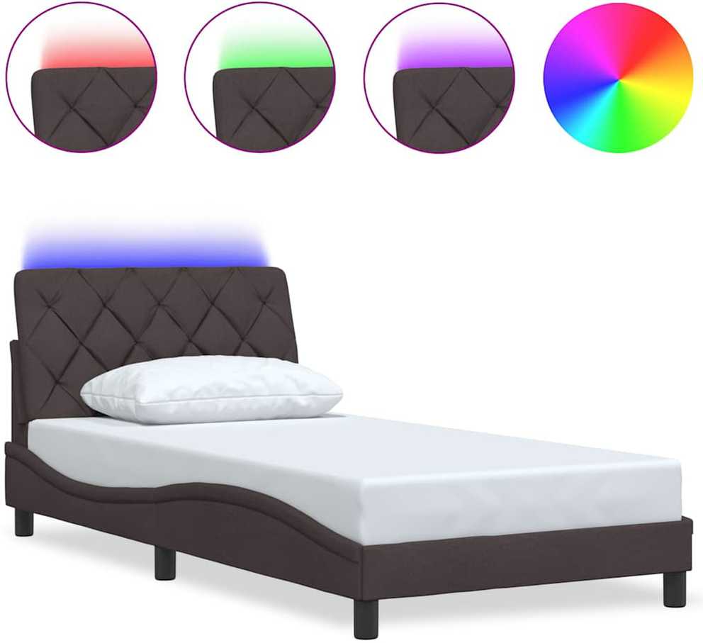Lovos rėmas su LED be čiužinio, tamsiai rudas, 100x200 cm