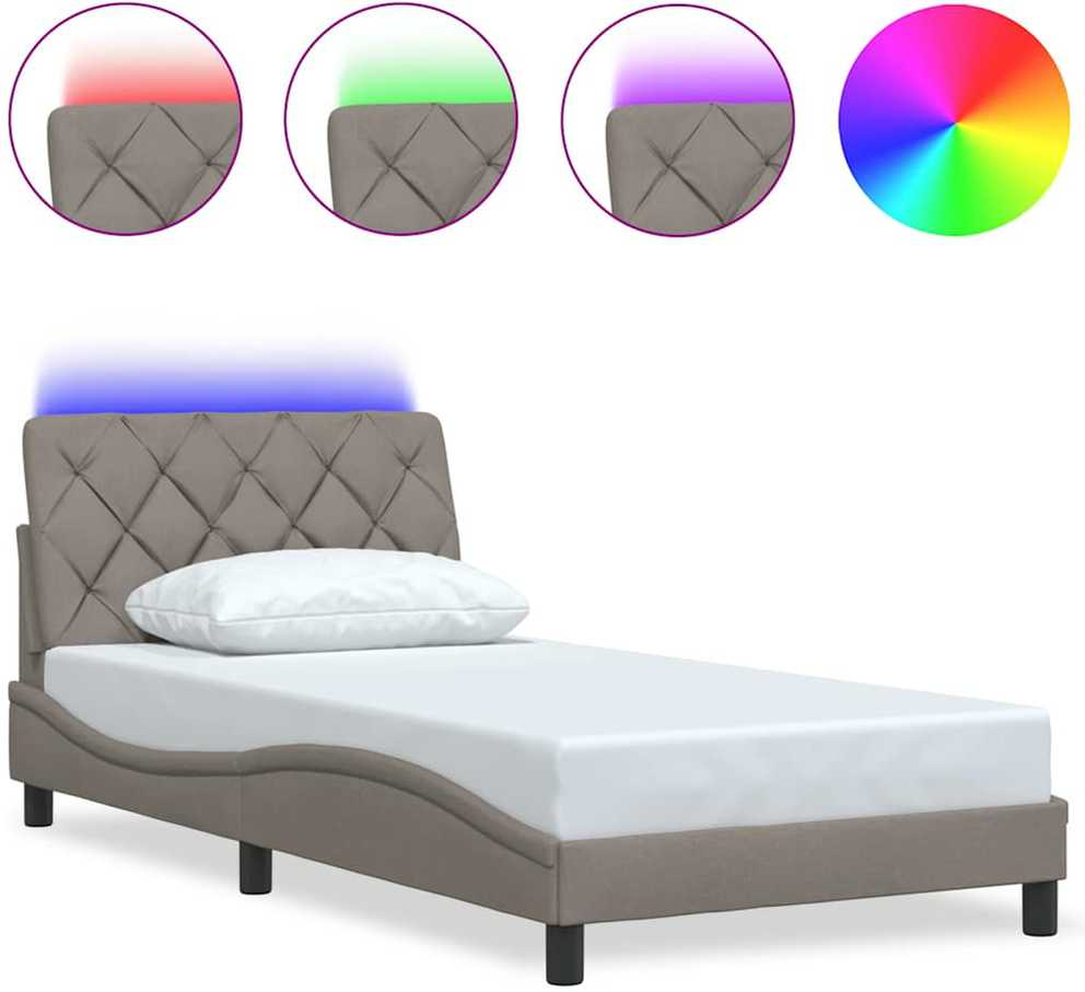 Lovos rėmas su LED be čiužinio, taupe spalvos, 100x200 cm