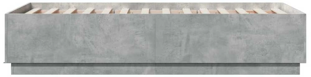 Lovos rėmas su LED, betono pilkas, 75x190cm, apdirbta mediena
