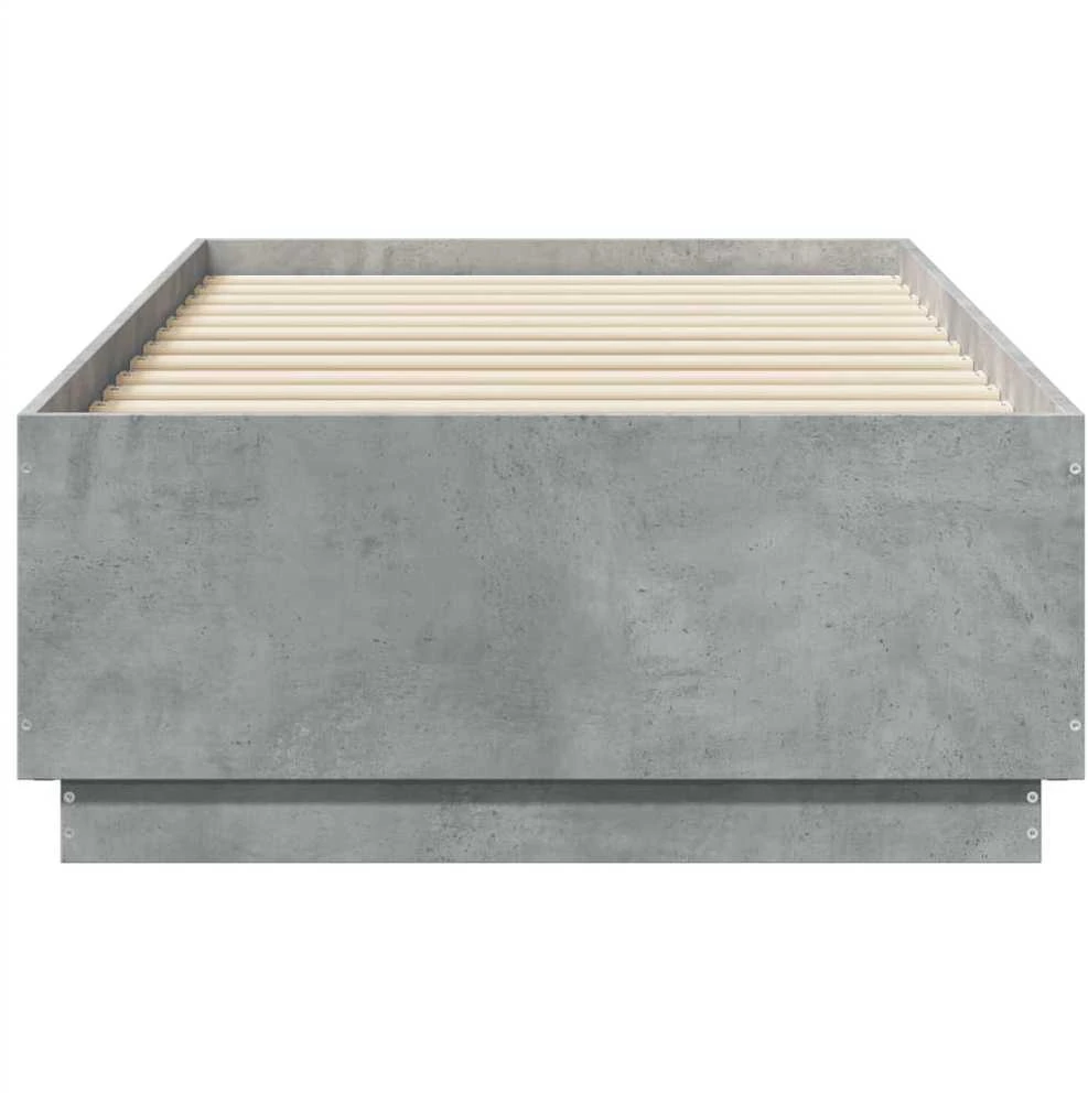 Lovos rėmas su LED, betono pilkas, 75x190cm, apdirbta mediena