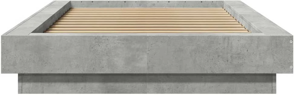Lovos rėmas su LED, betono pilkas, 75x190cm, apdirbta mediena