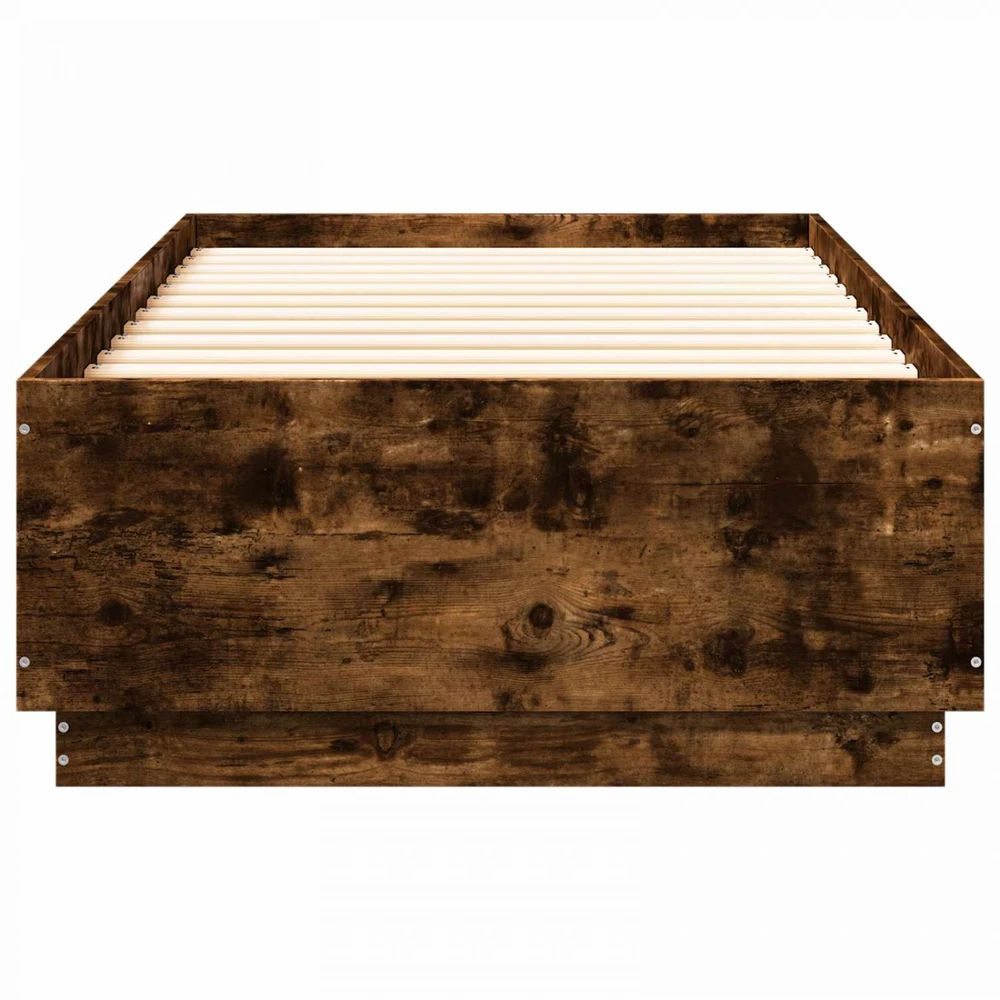 Lova Lovos rėmas su LED Dūminio ąžuolo 80 x 200 cm Apdirbta mediena
