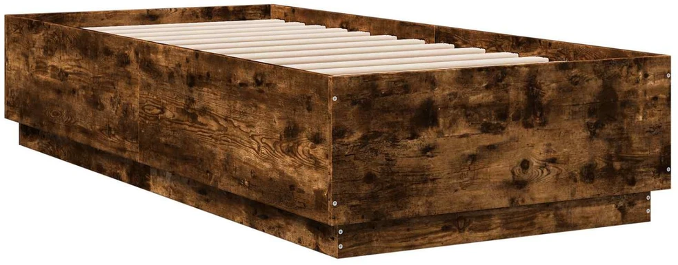 Lova Lovos rėmas su LED Dūminio ąžuolo 80 x 200 cm Apdirbta mediena