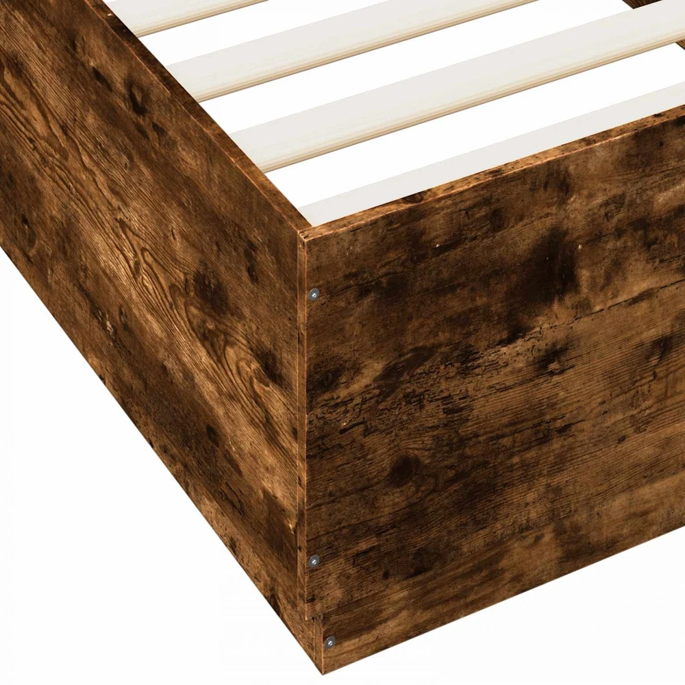 Lova Lovos rėmas su LED Dūminio ąžuolo 80 x 200 cm Apdirbta mediena