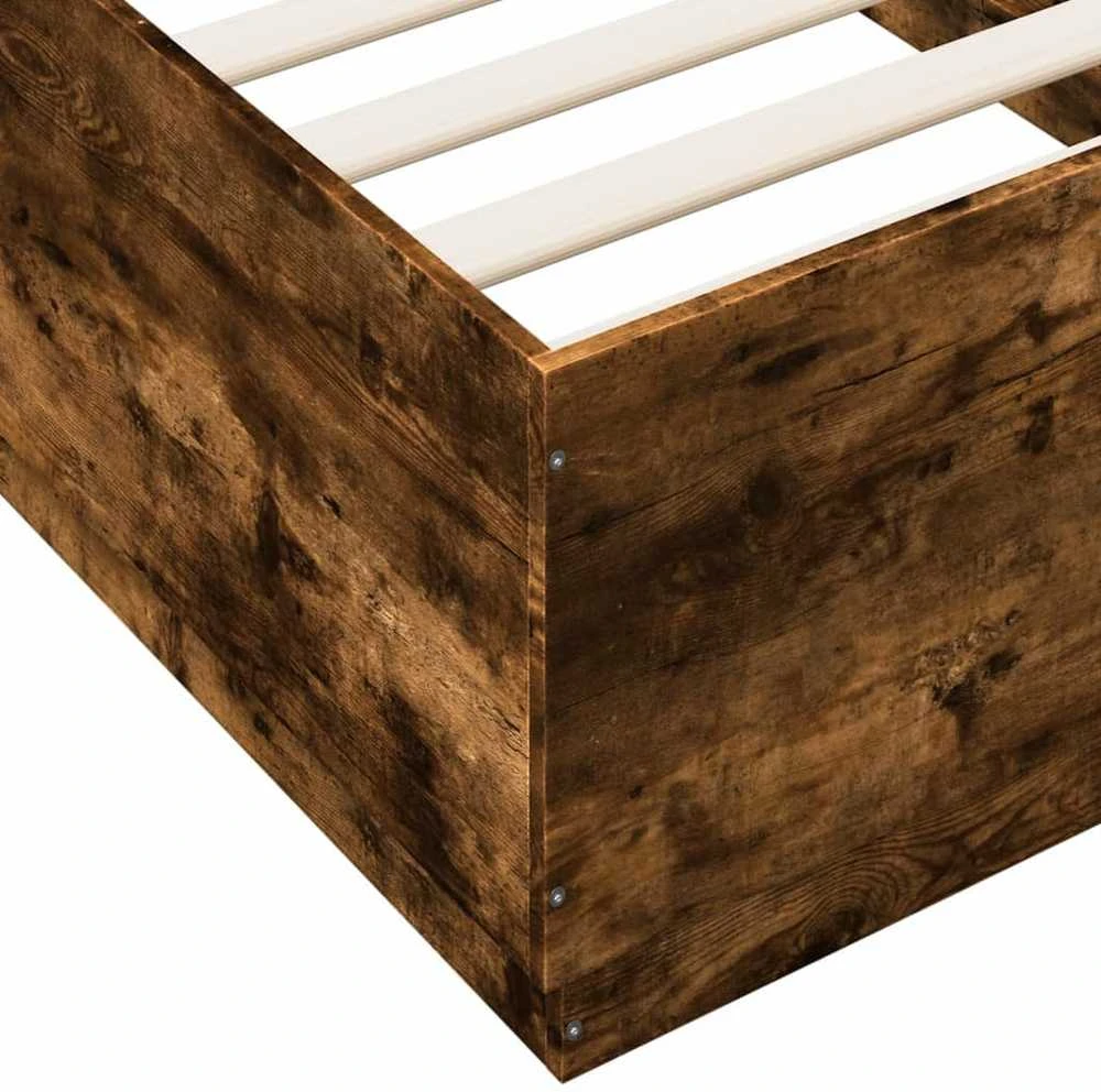Lovos rėmas su LED, dūminio ąžuolo, 75x190cm, apdirbta mediena