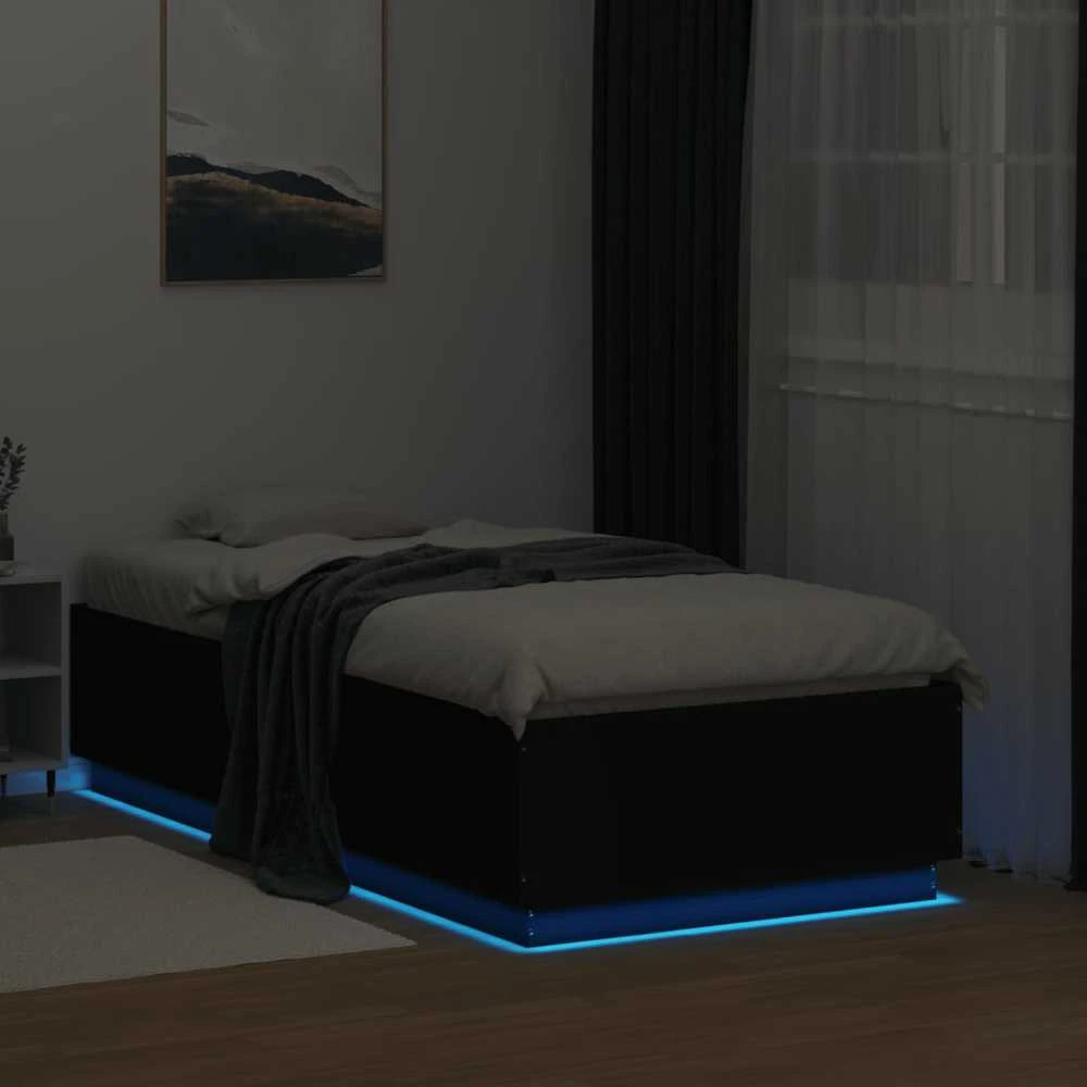 Lovos rėmas su LED, juodas, 75x190cm, apdirbta mediena