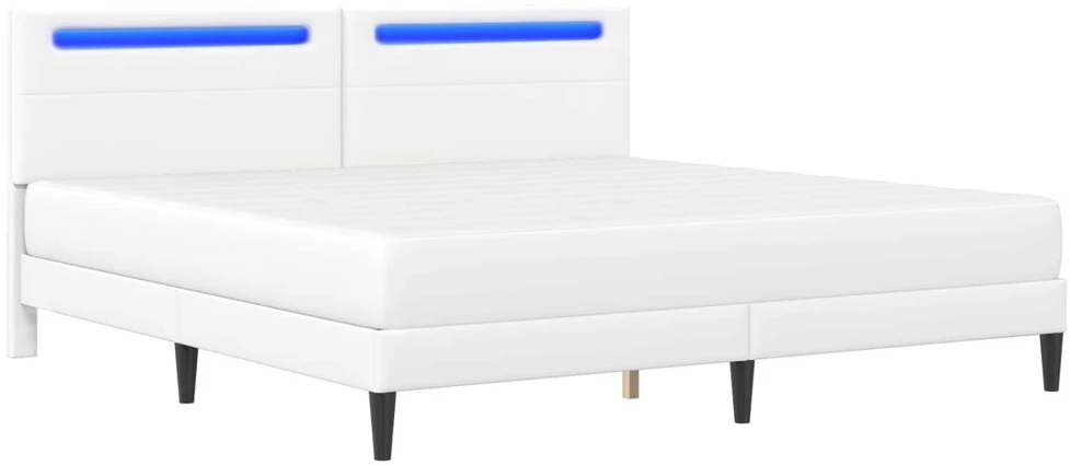 Lova Lovos rėmas su LED juostelėmis Balta 180 x 200 cm Dirbtinė oda
