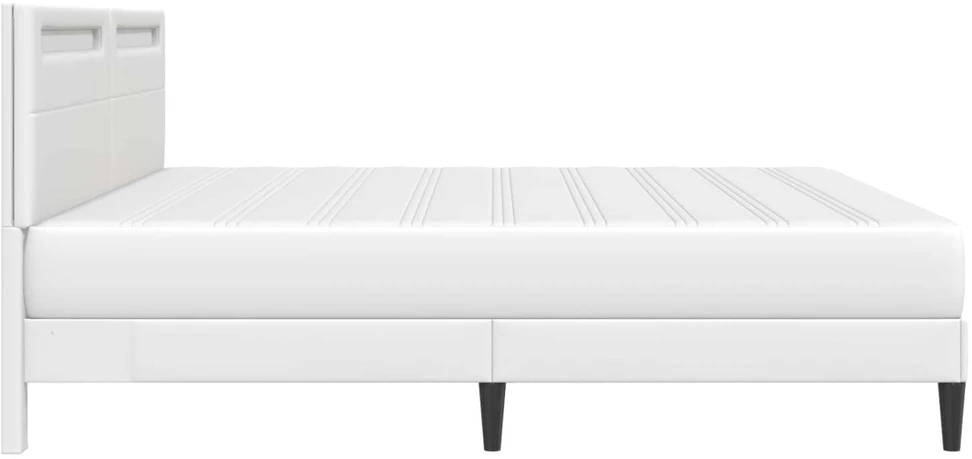 Lovos rėmas su LED juostelėmis Balta 180 x 200 cm Dirbtinė oda