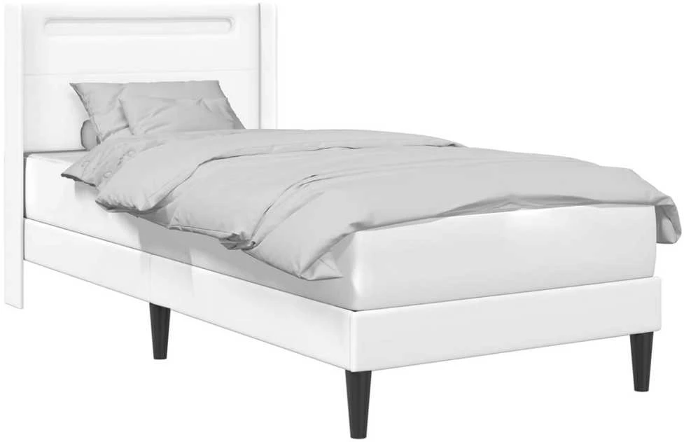 Lova Lovos rėmas su LED juostelėmis Balta 90 x 200 cm Dirbtinė oda