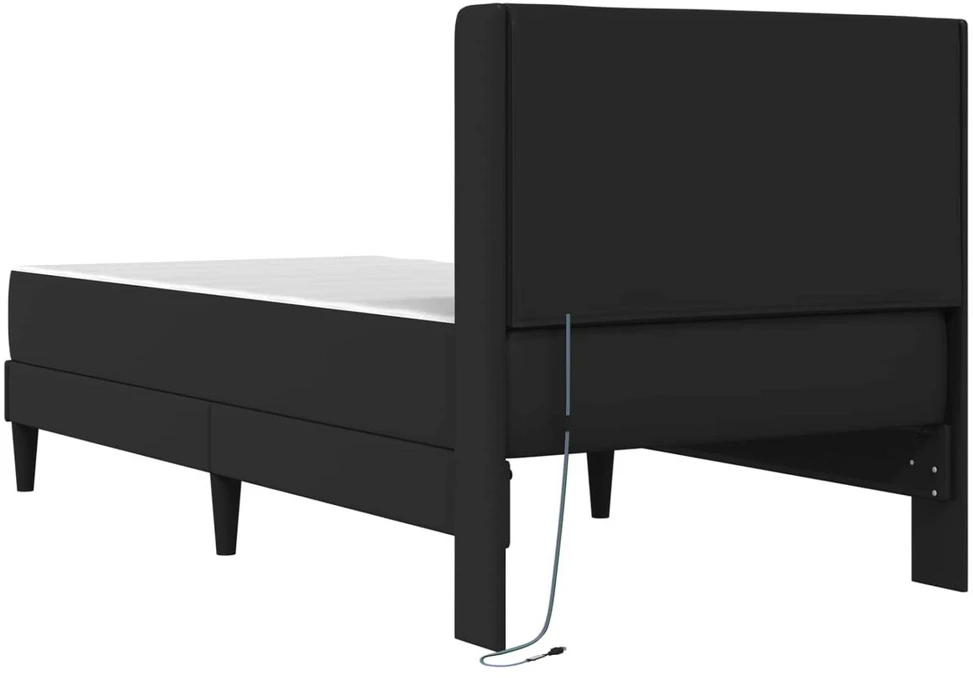 Lova Lovos rėmas su LED juostelėmis Juoda 90 x 190 cm Dirbtinė oda