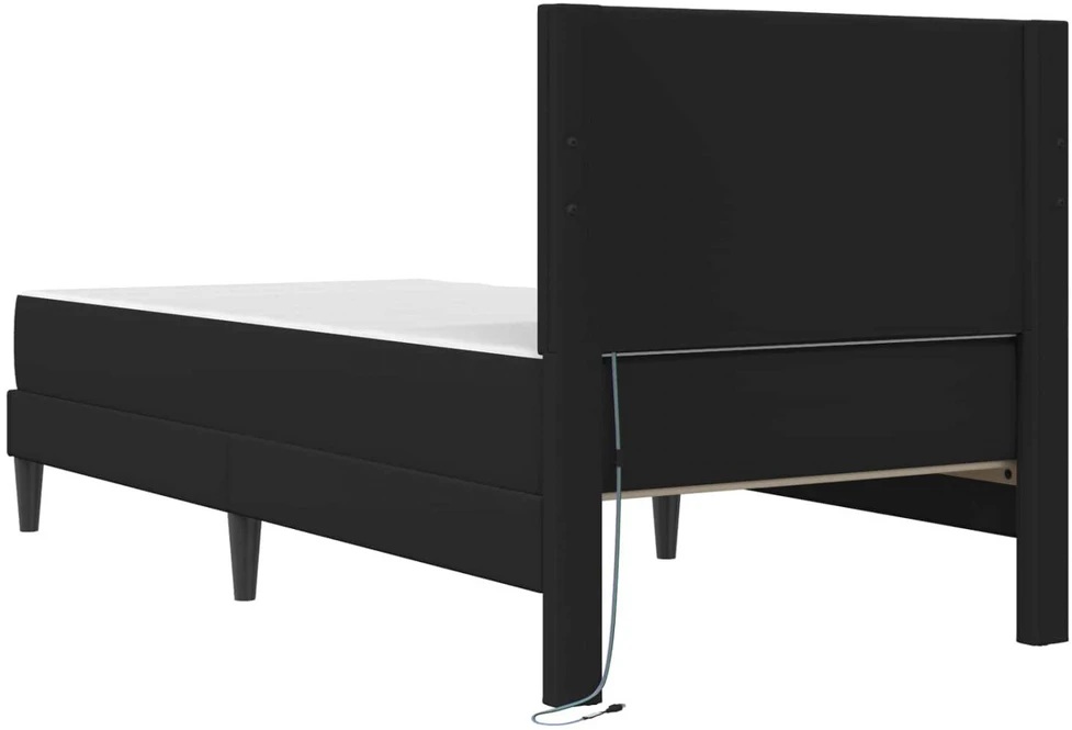 Lova Lovos rėmas su LED juostelėmis Juoda 90 x 190 cm Dirbtinė oda