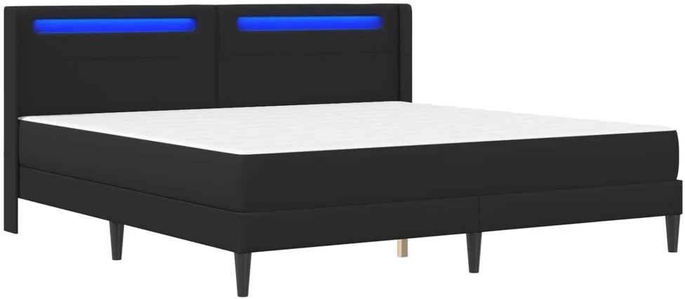Lova Lovos rėmas su LED juostelėmis Juoda 180 x 200 cm Dirbtinė oda