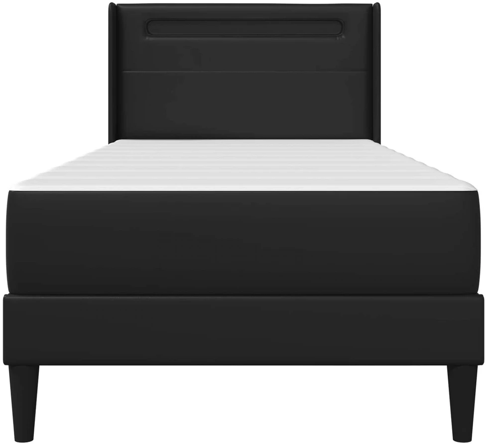 Lova Lovos rėmas su LED juostelėmis Juoda 90 x 190 cm Dirbtinė oda