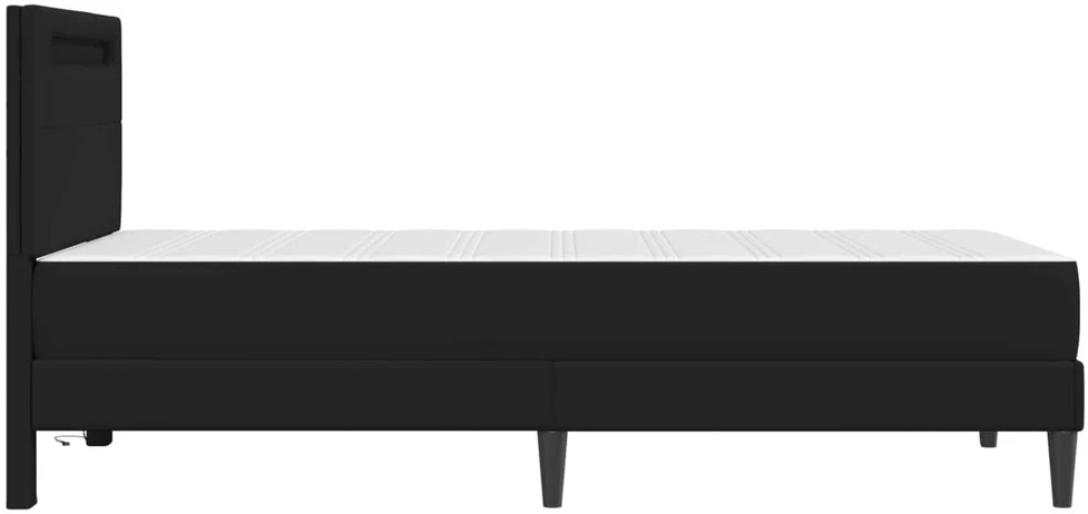 Lova Lovos rėmas su LED juostelėmis Juoda 90 x 190 cm Dirbtinė oda