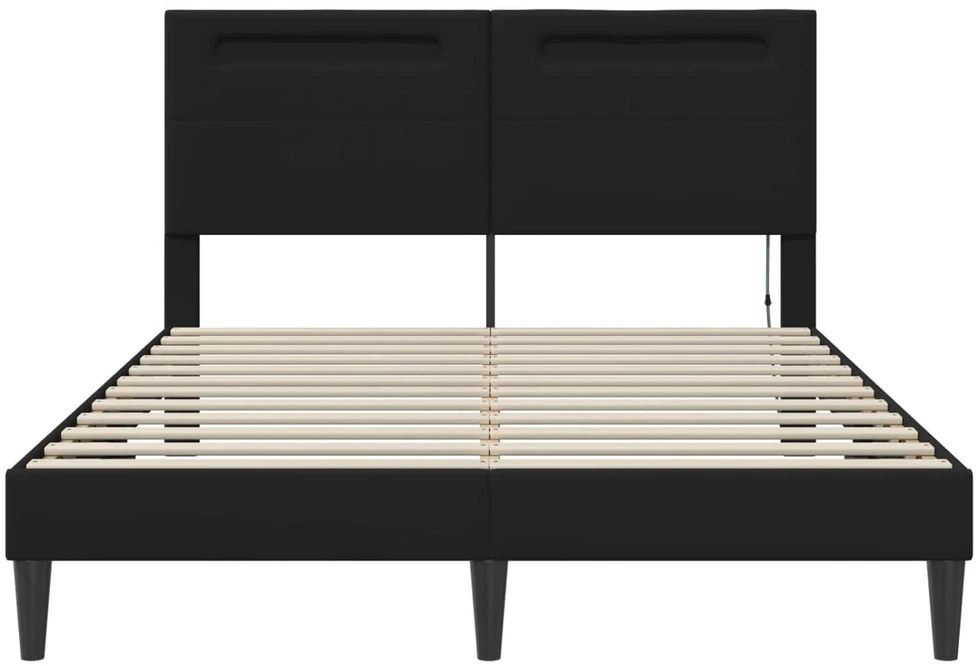 Lova Lovos rėmas su LED juostelėmis Juoda 120 x 200 cm Dirbtinė oda