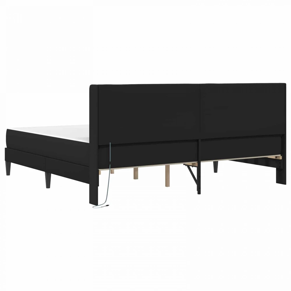 Lova Lovos rėmas su LED juostelėmis Juoda 180 x 200 cm Dirbtinė oda