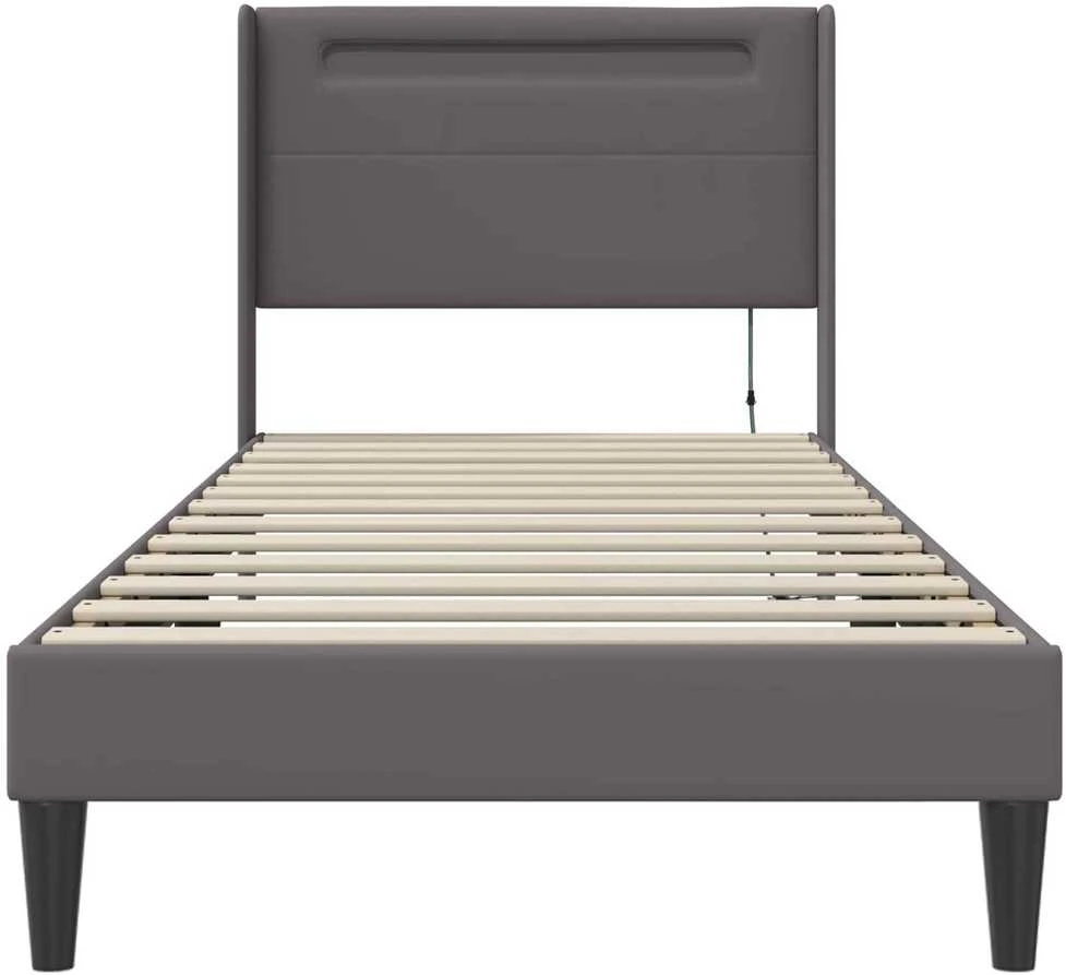 Lova Lovos rėmas su LED juostelėmis Pilka 100 x 200 cm Dirbtinė oda