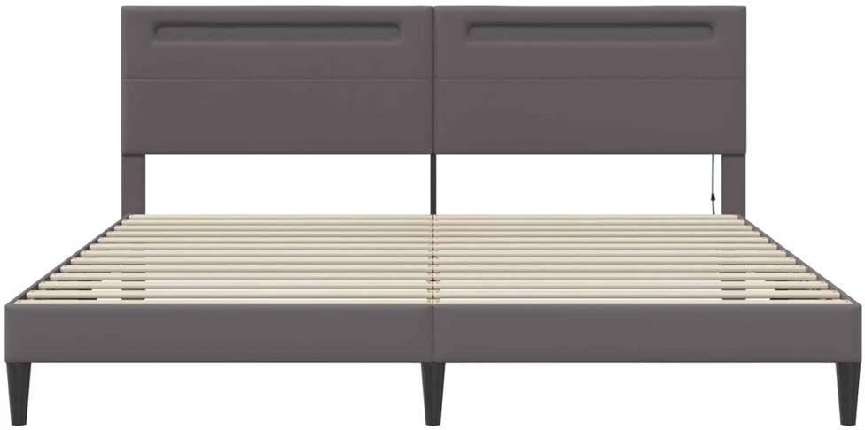Lovos rėmas su LED juostelėmis Pilka 180 x 200 cm Dirbtinė oda