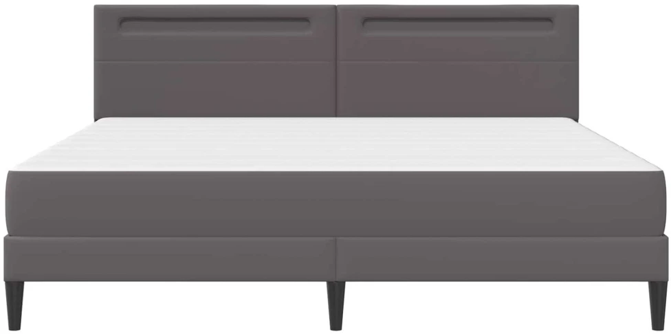 Lovos rėmas su LED juostelėmis Pilka 200 x 200 cm Dirbtinė oda