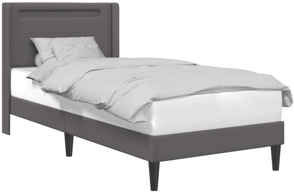 Lova Lovos rėmas su LED juostelėmis Pilka 90 x 190 cm Dirbtinė oda