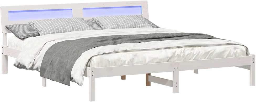 Lovos rėmas Balta 200 x 200 cm Kietos pušies mediena