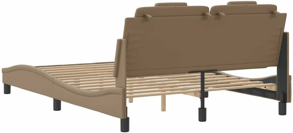 Lovos rėmas su LED, kapučino spalvos, 140x190cm, dirbtinė oda