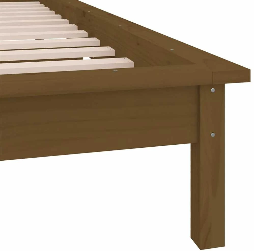 Lovos rėmas su LED, medaus rudas, 75x190cm, mediena, vienvietis