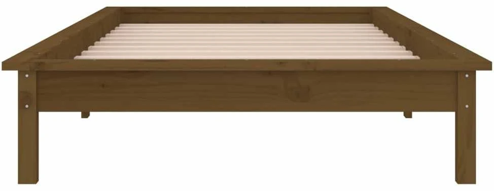 Lovos rėmas su LED, medaus rudas, 75x190cm, mediena, vienvietis
