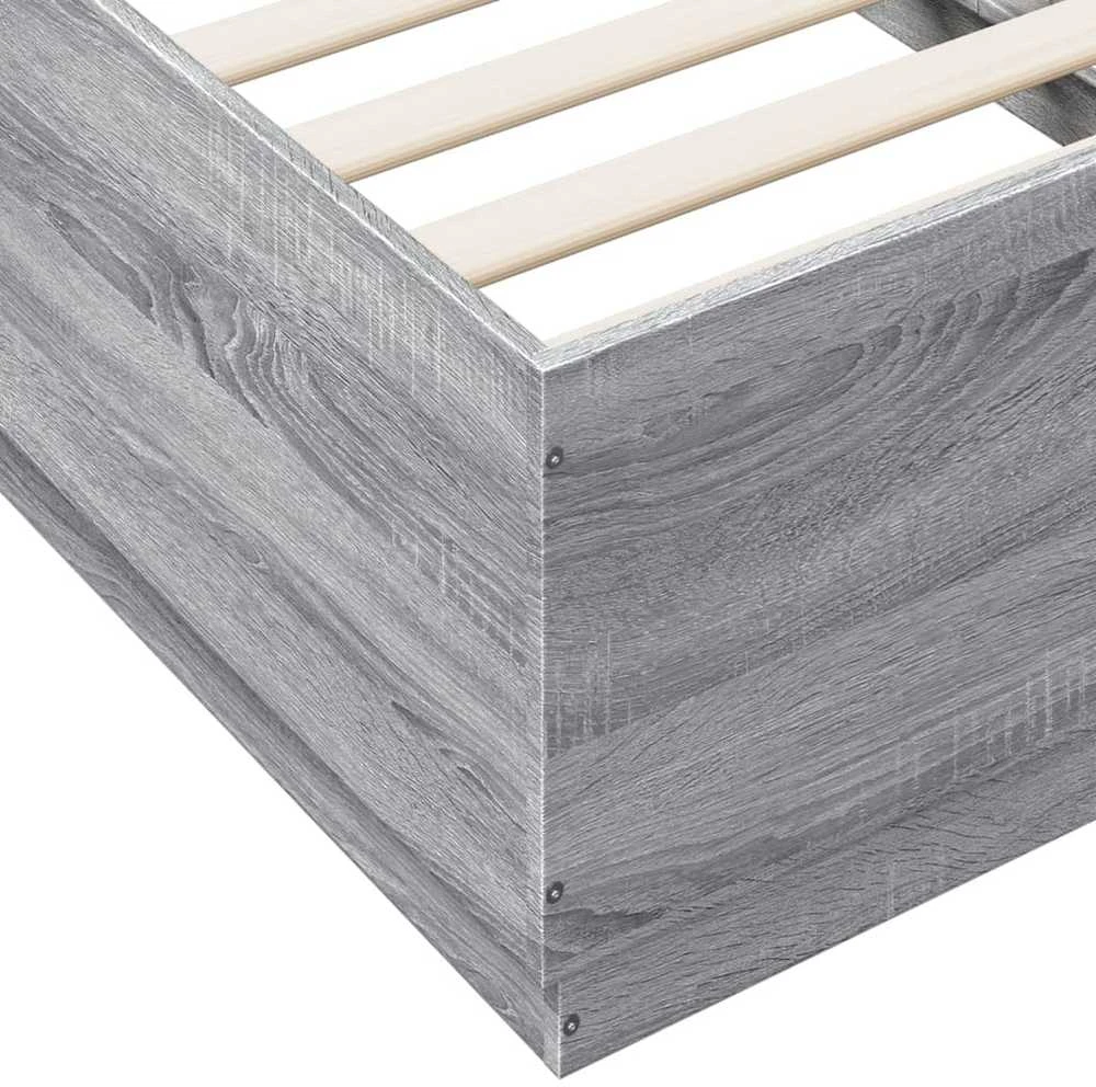 Lovos rėmas su LED, pilkas ąžuolo, 75x190cm, apdirbta mediena