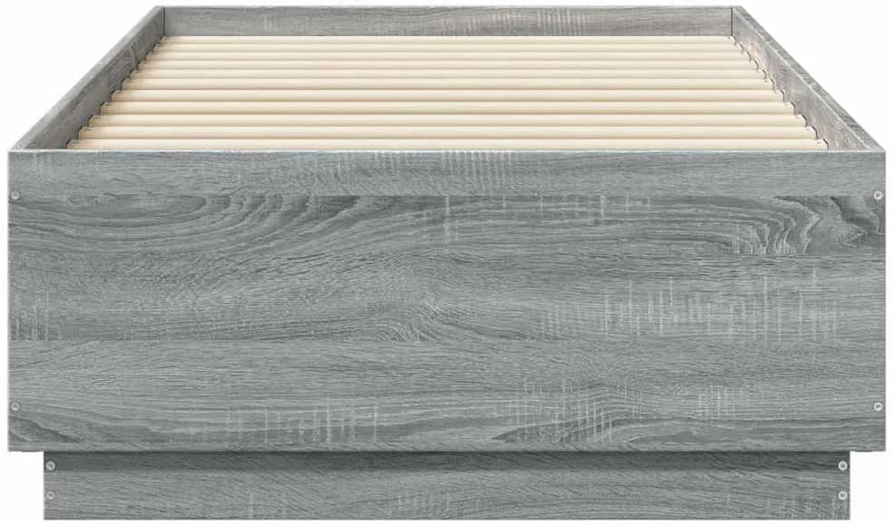 Lovos rėmas su LED, pilkas ąžuolo, 75x190cm, apdirbta mediena