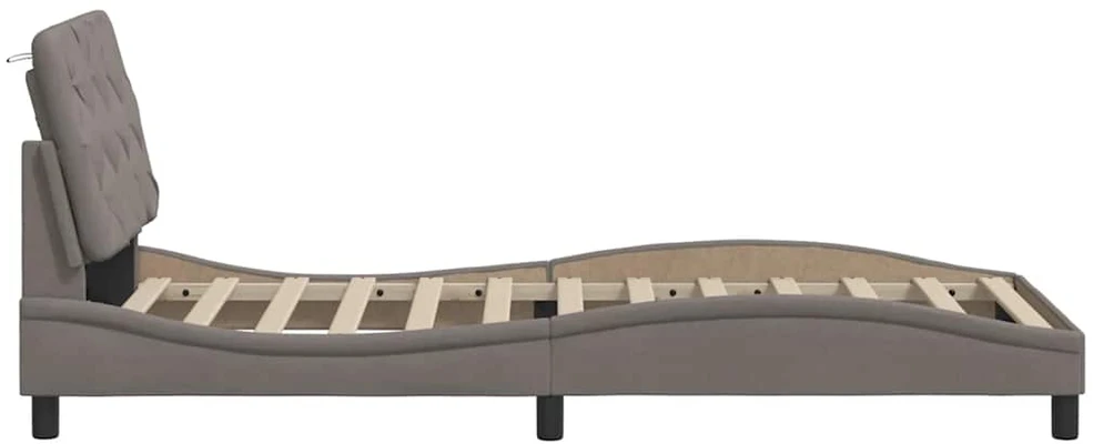 Lovos rėmas su LED šviesomis, be čiužinio, pilkai rudas, 80x200 cm, audinys