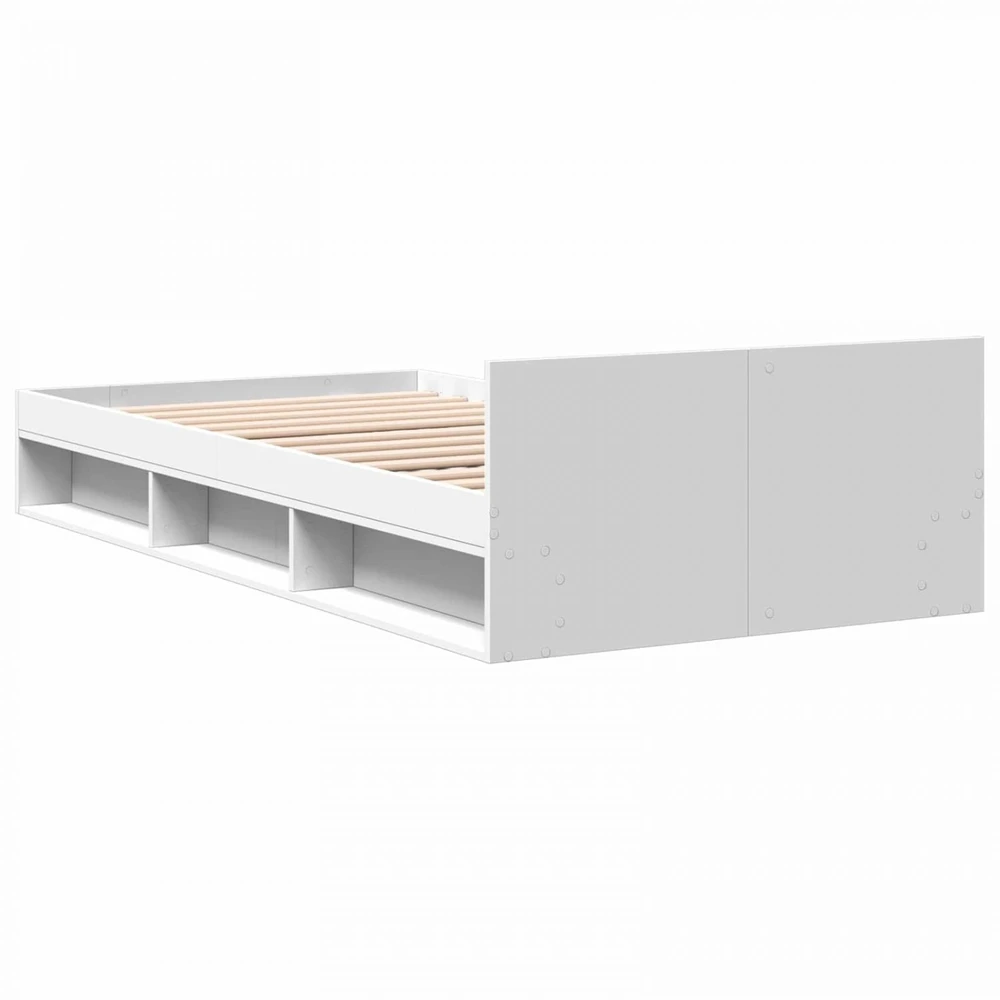 Lova Lovos rėmas su saugojimu Balta 80 x 200 cm Apdirbta mediena