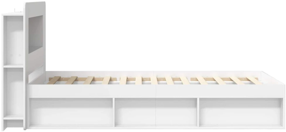 Lova Lovos rėmas su saugojimu Balta 90 x 190 cm Apdirbta mediena