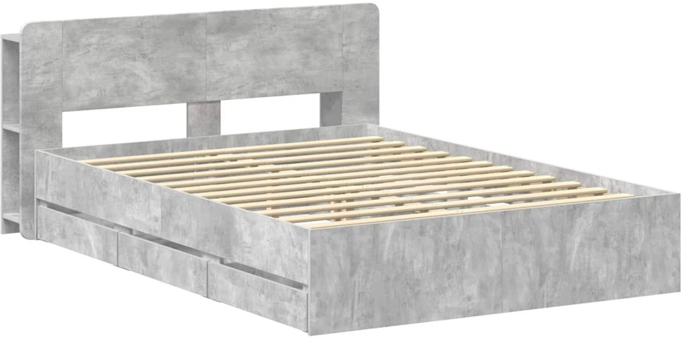 Lovos rėmas su saugojimu ir nugara Betono pilka 150 x 200 cm