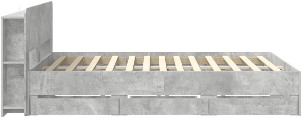 Lovos rėmas su saugojimu ir nugara Betono pilka 150 x 200 cm