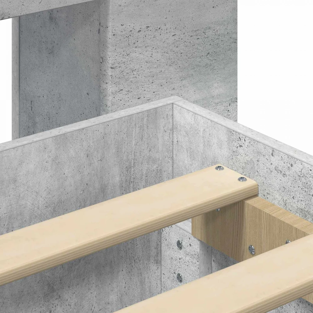 Lovos rėmas su saugojimu ir nugara Betono pilka 150 x 200 cm