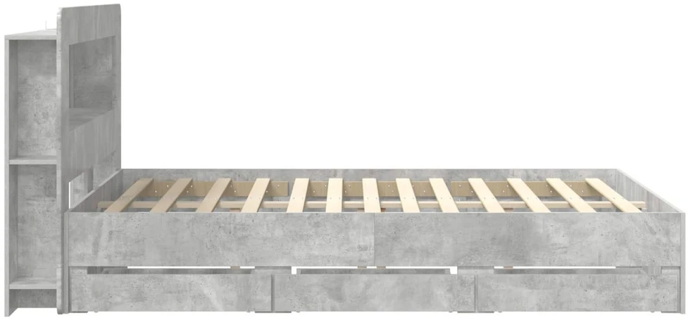 Lovos rėmas su saugojimu ir nugara Betono pilka 150 x 200 cm
