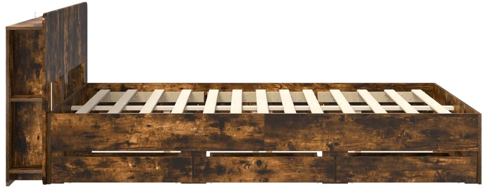Lova Lovos rėmas su saugojimu ir nugara Dūminio ąžuolo 135 x 190 cm
