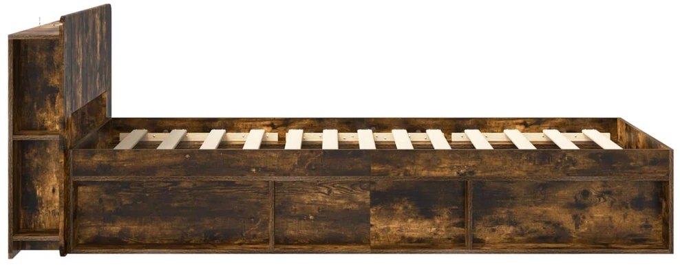 Lova Lovos rėmas su saugojimu Dūminio ąžuolo 100 x 200 cm