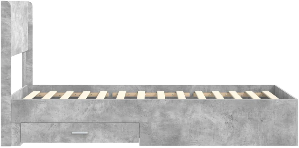 Lova Lovos rėmas su saugojimu ir nugara Betono pilka 100 x 200 cm