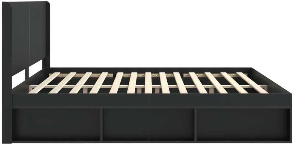 Lovos rėmas su saugojimu ir nugara Juoda 200 x 200 cm