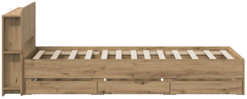 Lova Lovos rėmas su saugojimu ir nugara Artisano ąžuolo 90 x 200 cm